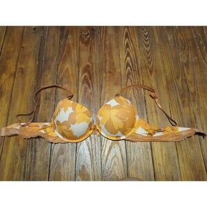 Daisy Fuentes Orange/Brown Floral push up wire Bra 36B